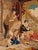 Antique Petite Needlepoint Giltwood Framed Picture With Cats.