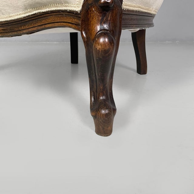 Italian Luigi Filippo Style Armchairs in Wood and White Fabric, 1930s, Set of 2 For Sale - Image 17 of 18