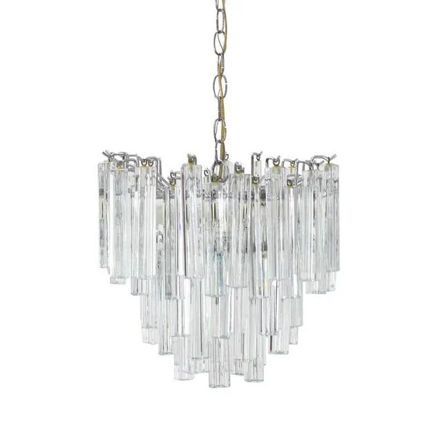 Hollywood Regency Vintage Mid Century Venini Glass Prisms Camer Light Fixture For Sale - Image 3 of 10