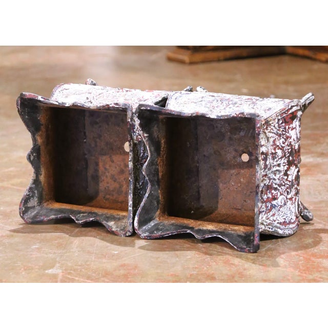19th C. French Louis XV Cast Iron Planters With Original Polychrome Paint - Set of 2 For Sale - Image 12 of 13
