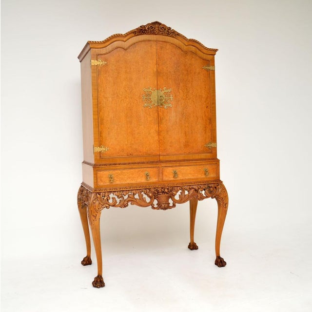 Vintage Cocktail Cabinet in Burr Walnut, 1930s For Sale - Image 11 of 11