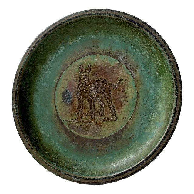 Art Deco Great Dane Bronze Dish by Holger Fridericias, 1930s For Sale