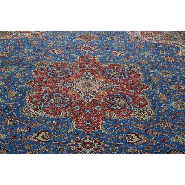 Blue 1960s Persian Tabriz Masterpiece Area Rug 10’1″ X 13’2″ For Sale - Image 8 of 13