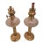 Pair of Vintage Brass and Glass Oil Lamps For Sale