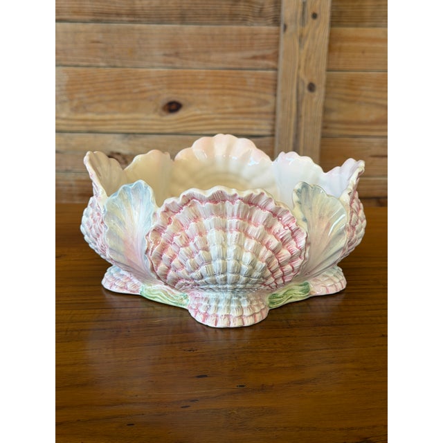 Vintage Italian Majolica Ceramic Clustered Shell Centerpiece Bowl For Sale - Image 11 of 11