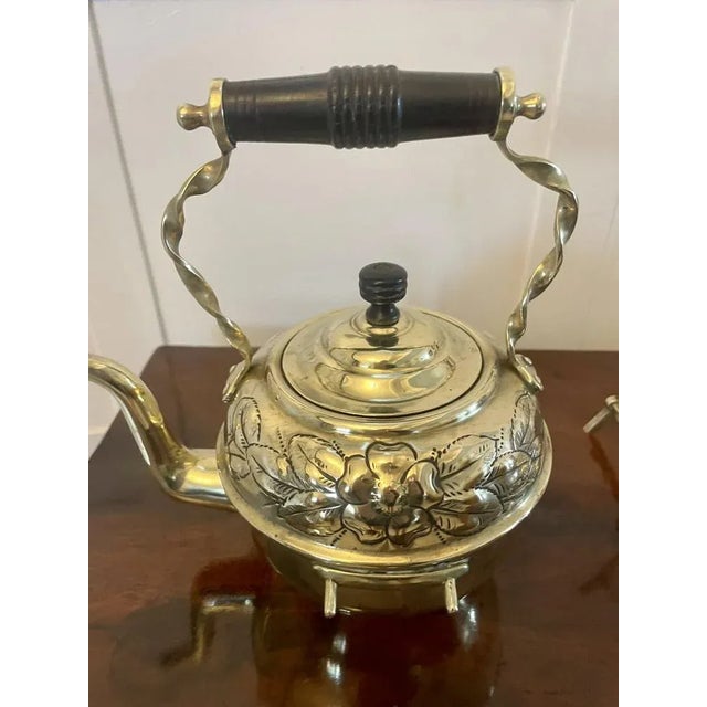 Antique Victorian Brass Spirit Kettle on Stand, 1880 For Sale - Image 6 of 11