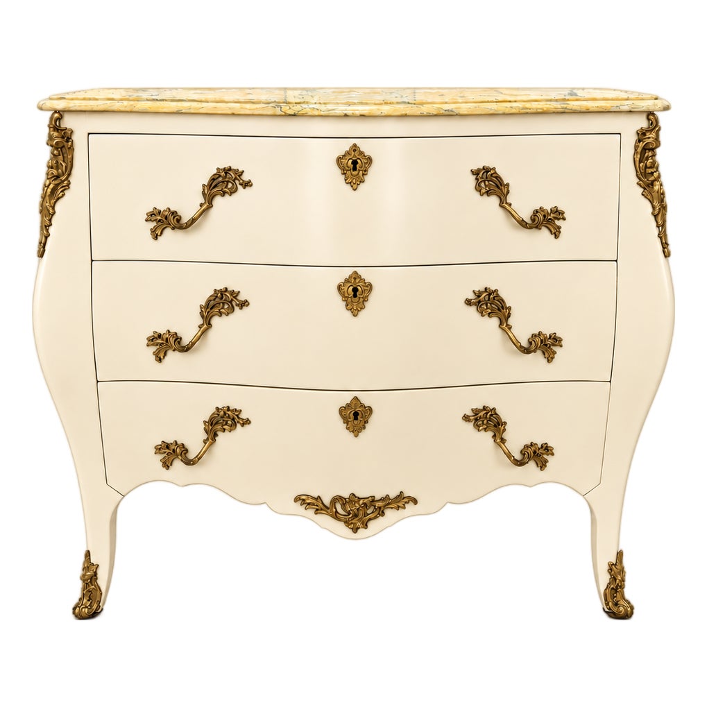Louis XV-Style Bombé Secretary in Ivory | Chairish