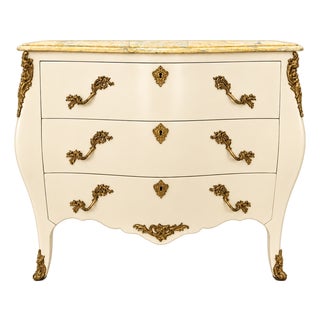 Louis XV-Style Bombé Secretary in Ivory For Sale
