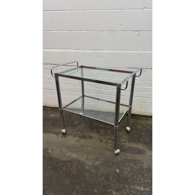 Mid-Century Modern Mid 20th Century Space Age Chrome Bar Cart For Sale - Image 3 of 10
