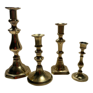 Collection of Four Antique Brass Candlesticks