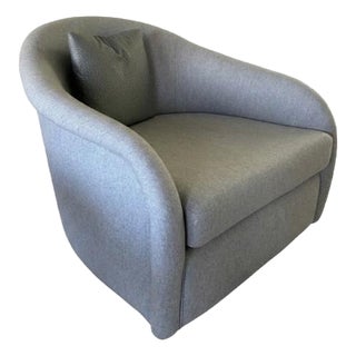 1970 Wool Upholstered Large Swivel Chair For Sale