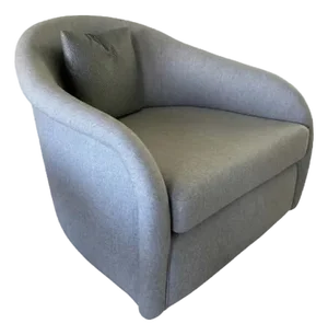 1970 Wool Upholstered Large Swivel Chair