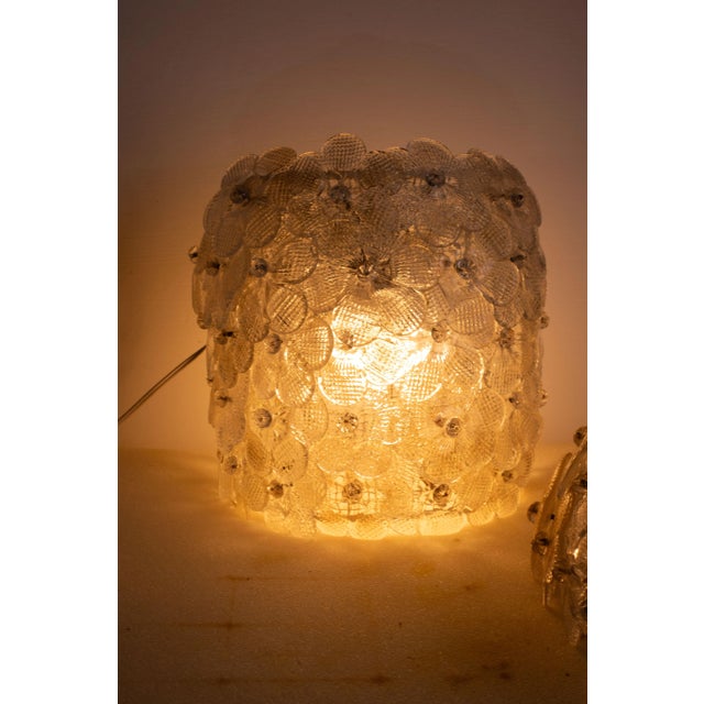 Pretty pair of wall light with Murano glass flowers, made by Seguso for Venini, Italy, 1960s. White-painted metal ceiling...