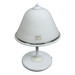 Mushroom Table Lamp in Murano Glass and White Metal, 1970s For Sale