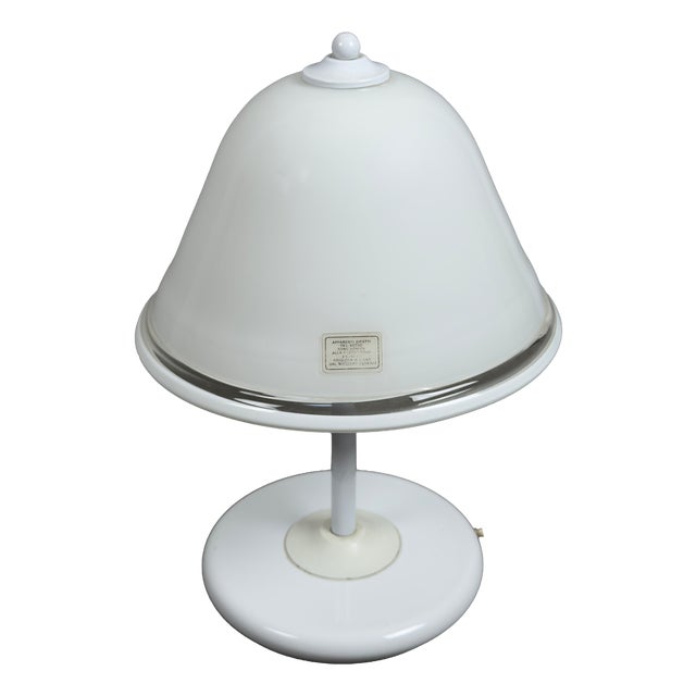 Mushroom Table Lamp in Murano Glass and White Metal, 1970s For Sale