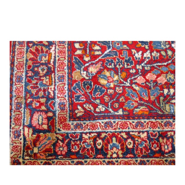 1920s Antique Persian Sarouk Wool 4x7 Red, Blue & Ivory Handmade Area Rug #9900111 For Sale - Image 5 of 6