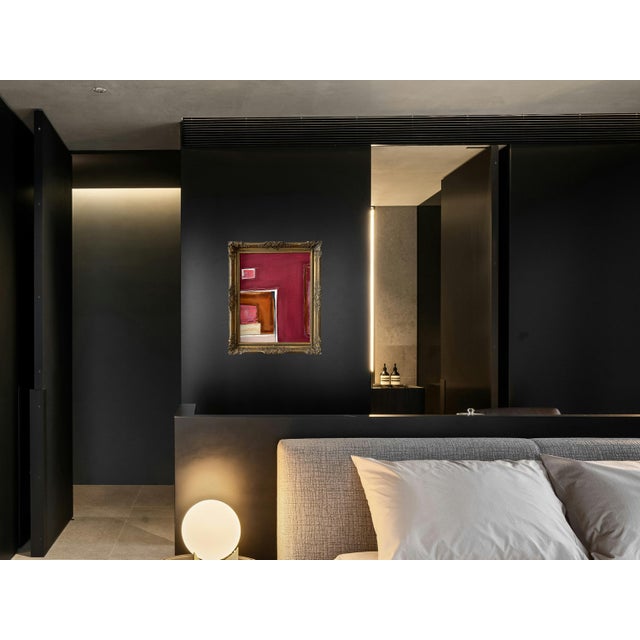 “Fervor” Red Abstract Art in Antique Frame, Transitional Living Room Art by JTS For Sale - Image 10 of 12