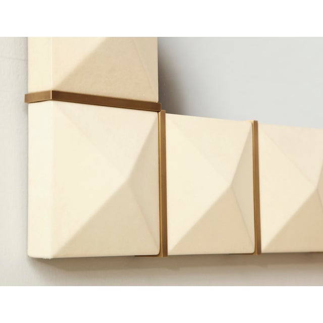 Not Yet Made - Made To Order Bespoke Geometric Parchment Mirror With Inlaid Brass For Sale - Image 5 of 6