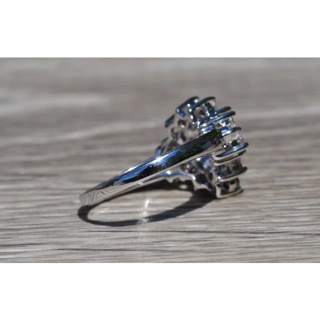 The Betula: Ladies White Gold Cocktail Ring set with Iolite and White Zircon For Sale - Image 4 of 8