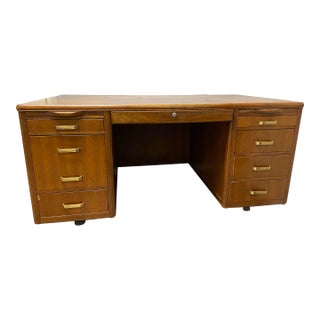 1960s Leopold Vintage Mid Century Modern Walnut Desk For Sale