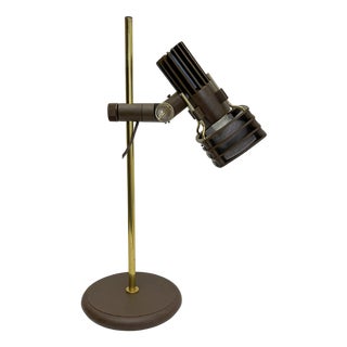 Brass and Brown Acrylic Table Lamp from Hustadt, 1970s For Sale