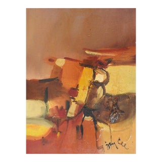 Vintage Mid 20th Century Abstract Earth Tones Painting For Sale