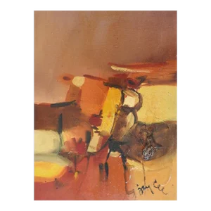 Vintage Mid 20th Century Abstract Earth Tones Painting
