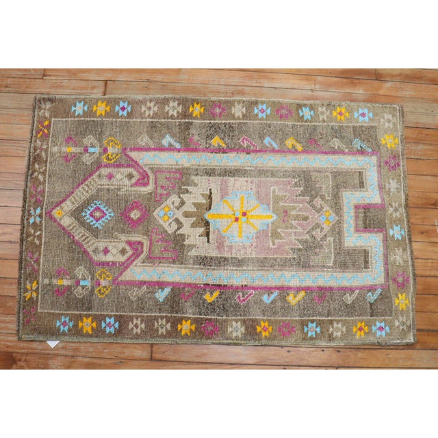 Mid-Century Modern Zabihi Collection Vintage Chocolate Brown Tribal Turkish Prayer Rug - 2'8" x 4'2" For Sale - Image 3 of 7