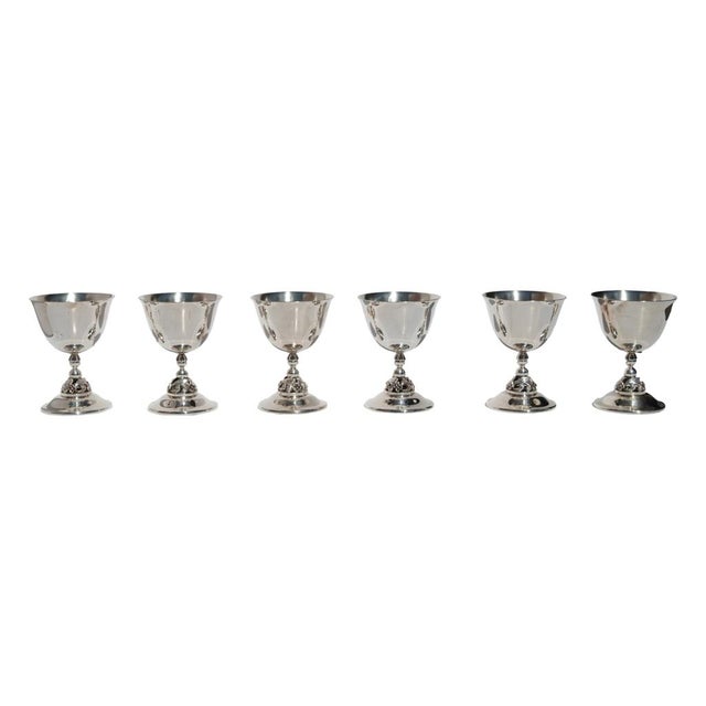 1950s Set of Six Mid Century Modern Alphonse La Paglia Sterling Silver Wine Goblets For Sale - Image 9 of 15