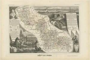 Antique Map of Northern France by V. Levasseur, 1854