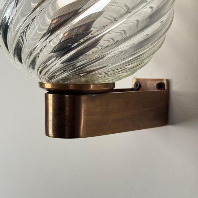 Spiral-Glass Wall Sconces by Ercole Barovier for Barovier & Toso, 1940s, Set of 2 For Sale - Image 9 of 14