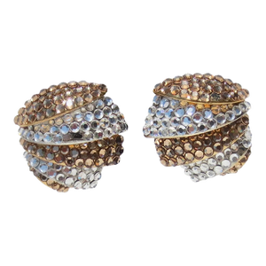 Rhinestone and Gold Plated Clip-on Earrings 60s