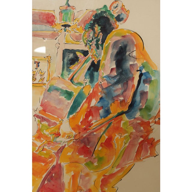 Glass Michael Smiroldo Watercolor Painting, Jazz Band For Sale - Image 7 of 12