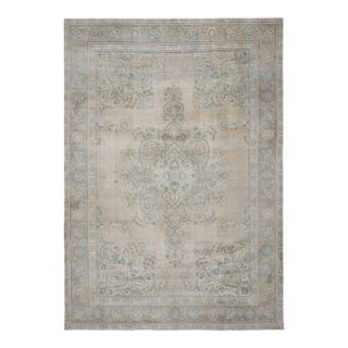 1970s Vintage Persian Handmade Wool Cotton Brown Area Rug For Sale