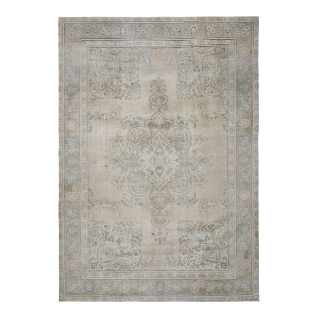 1970s Vintage Persian Handmade Wool Cotton Brown Area Rug For Sale