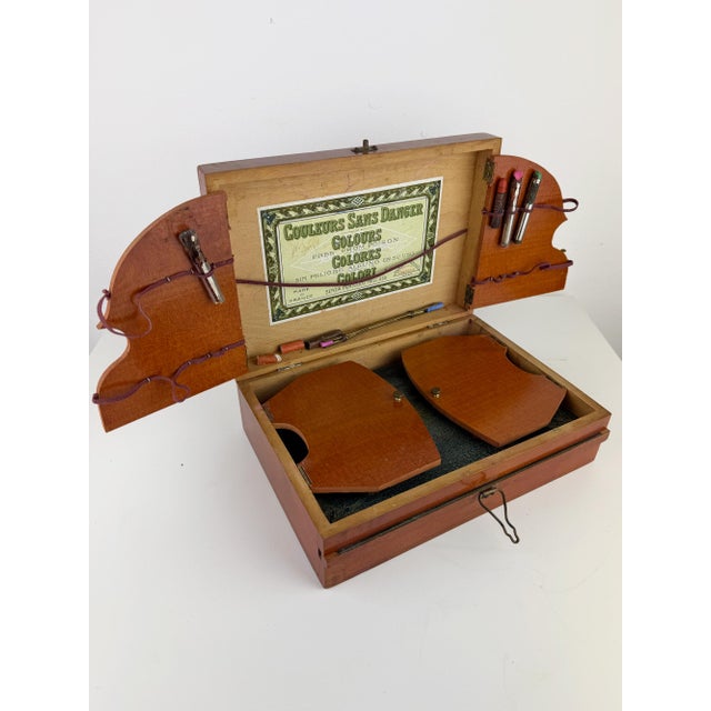 19th Century Antique Art Nouveau French Watercolor Paint Set Box from Bourgeois Aîné, 1890s For Sale - Image 5 of 18