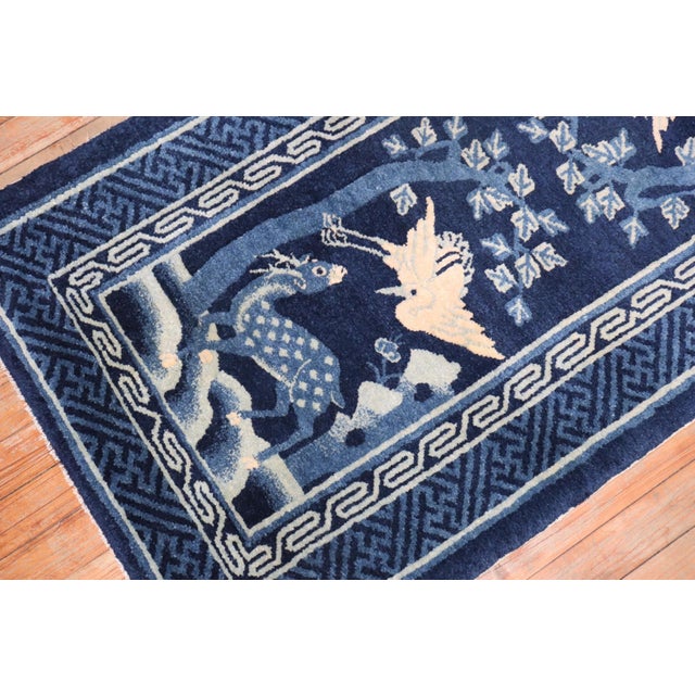 Early 20th Century Chinese Peking Blue Pictorial Rug - 2'4" x 4'5" For Sale In New York - Image 6 of 6