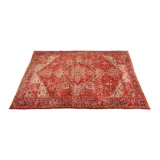 Vintage Hand-Knotted Persian Heriz Room Size Rug, Circa 1940s For Sale