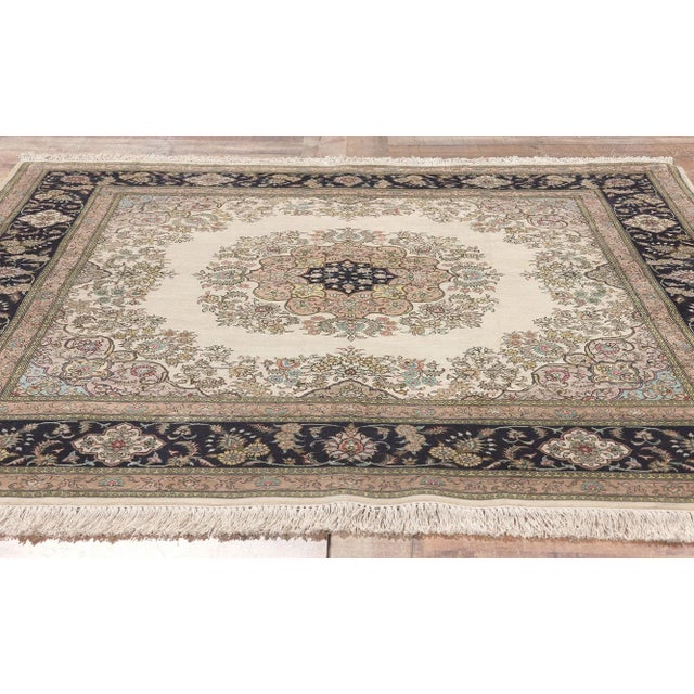 Mid 20th Century Vintage Turkish Sillk Kayseri Rug, 04'10 X 05'02 For Sale - Image 9 of 11