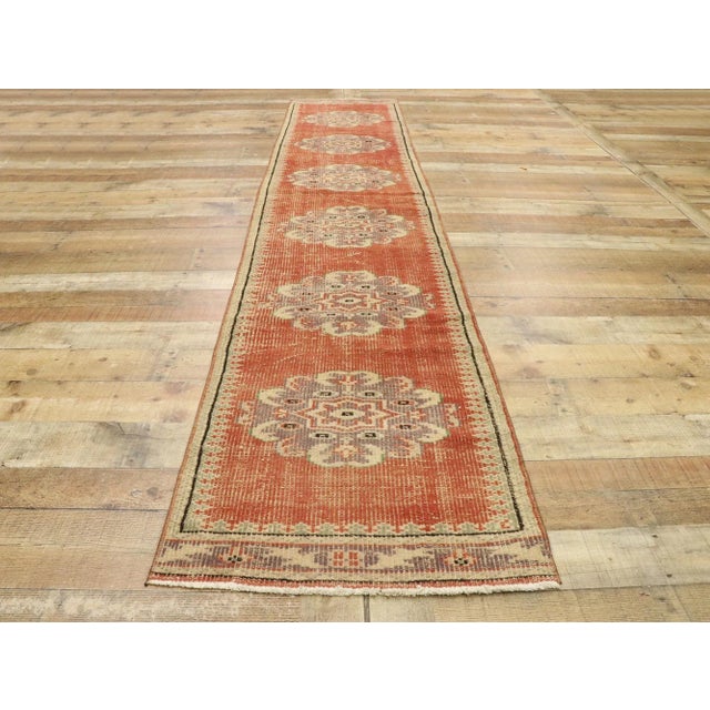 Red Mid 20th Century Vintage Turkish Sivas Runner - 02'01 x 11'00 For Sale - Image 8 of 11