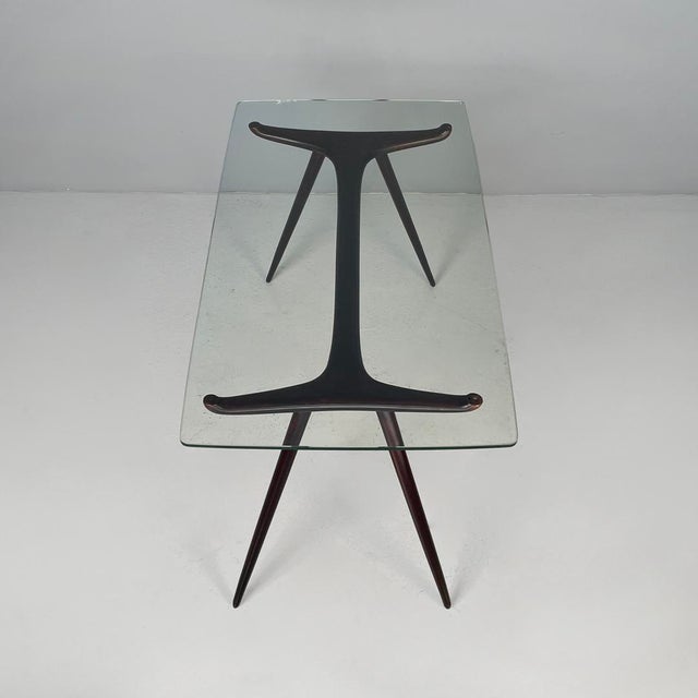 1950s Mid-Century Modern Italian Disassemblable Coffee Table in Wood and Glass, 1950s For Sale - Image 5 of 14