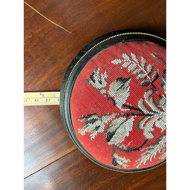 Antique Needlepoint Footstool For Sale - Image 4 of 6