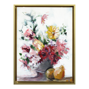 Sight of Fall - Framed Colorful Floral Still Life Mixed Media Painting on Canvas Original Artwork by Kellie Newsome