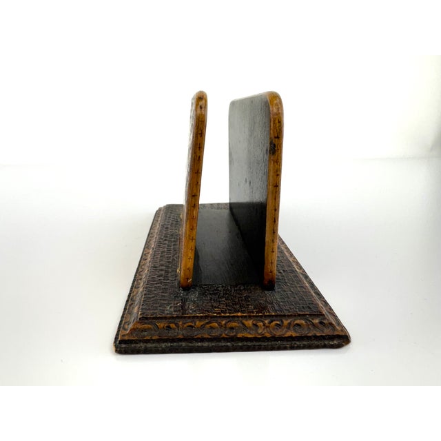 Antique 1920's Pyrography Wood Letter Holder, Hand-Burned Desk Organizer For Sale - Image 9 of 11
