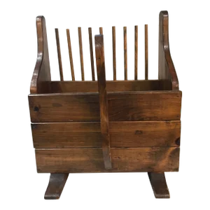 Mid 20th Century Wooden Cranberry Hand Scoop Picker Rake Magazine Rack