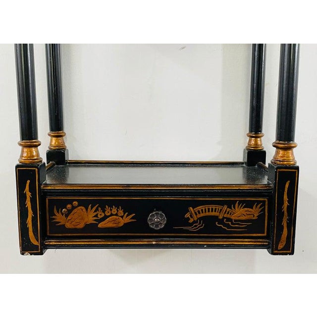 Chinoiserie Style Pagoda Form Faux Bamboo Wall Rack, 3 Shelves | Chairish