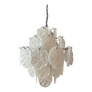 White and Silver Chandelier with Acrylic Glass Panels For Sale