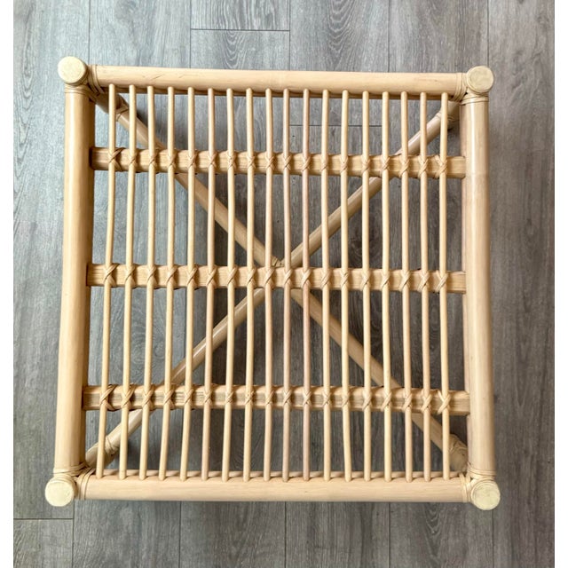 McGuire McGuire Furniture Rattan Ottoman For Sale - Image 4 of 5