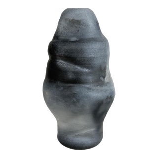 Vintage Abstract Gray Studio Pottery Signed Vase - 12" For Sale