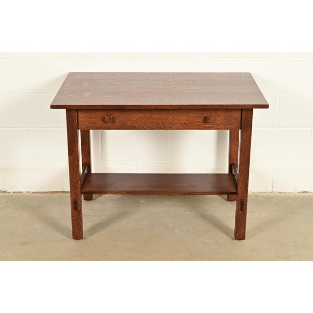 An exceptional antique Mission or Arts & Crafts writing desk or library table By Stickley Brothers USA, Circa 1910...